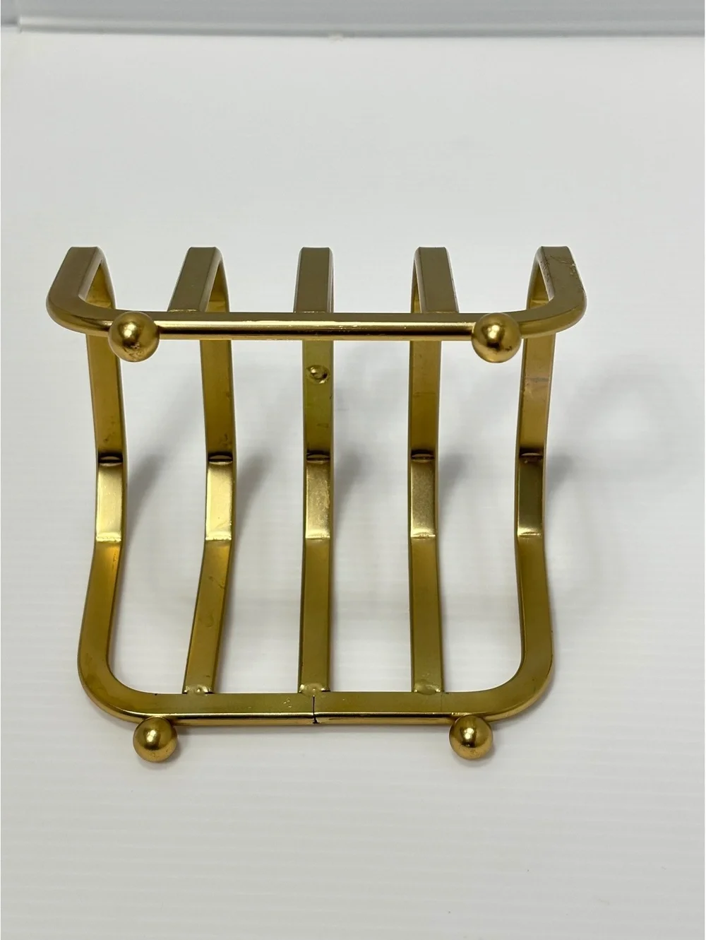 Toast Rack with Handle, 4-Slot Tableware Organizer Gold Color NEW